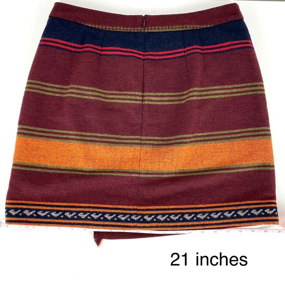 Ann Taylor Loft Petites Wool Blend Southwestern Faux Wrap Fringe Blanket Skirt - Picture 12 of 15
